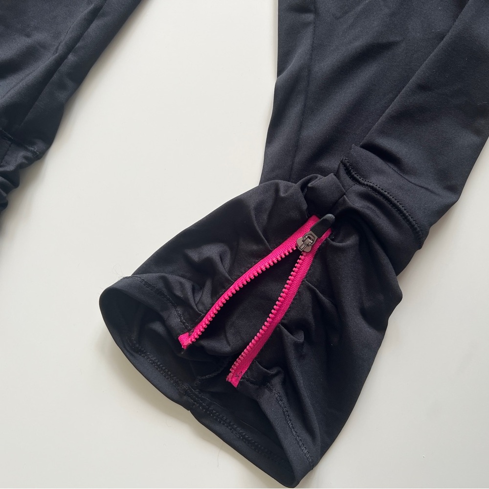 NWT U.S. Polo Assn Active Capri Leggings L Black Pink Workout Zip Hem - Picture 11 of 14
